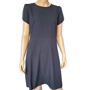 Navy Pinstripe Cap Sleeve Dress 12 (IMO)